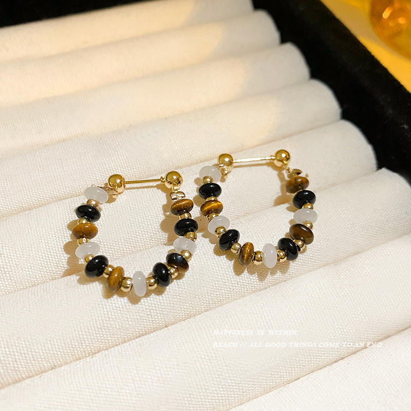 Earring Stud Maillard Style Colorful Beaded XEA1256