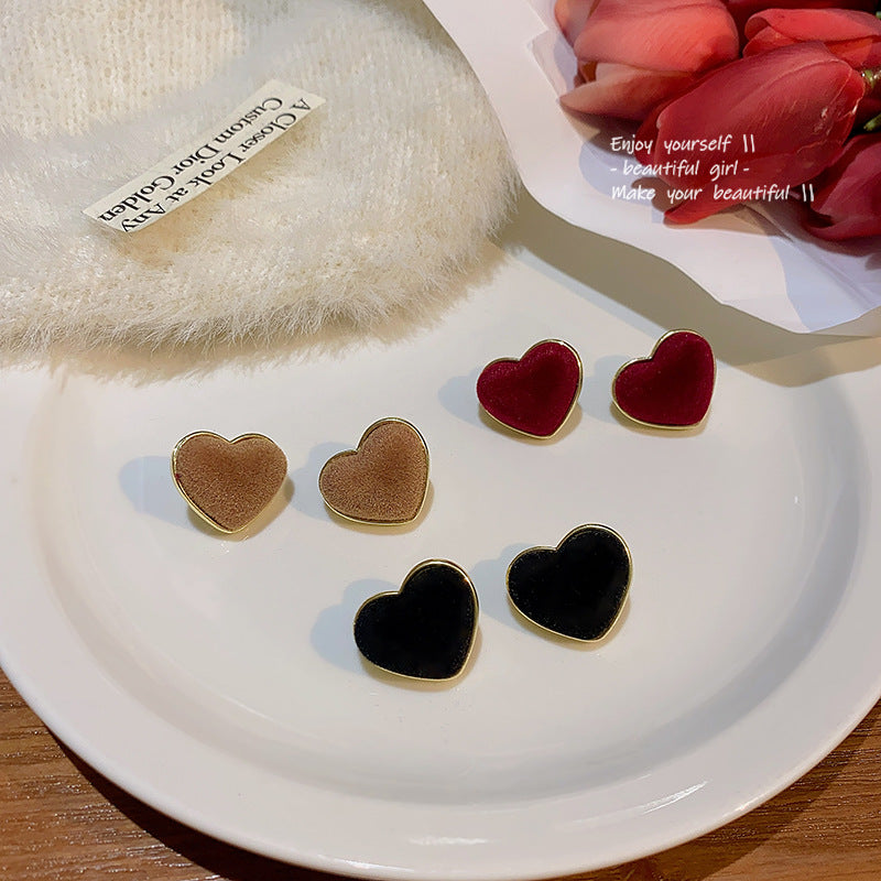Earring Stud Simple Temperament Love Flocking XEA1314