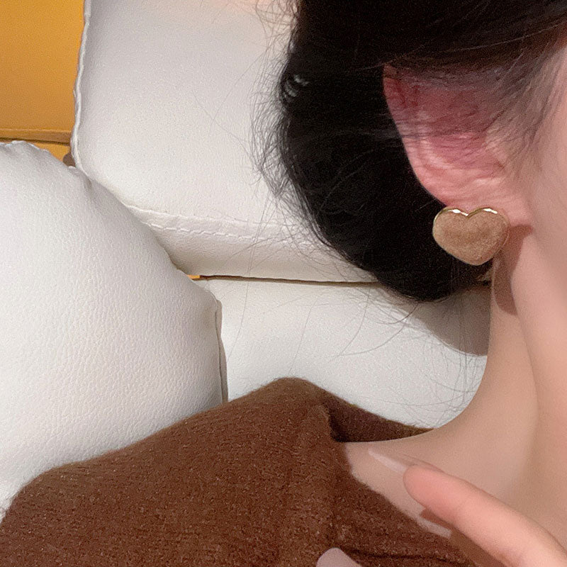 Earring Stud Simple Temperament Love Flocking XEA1314