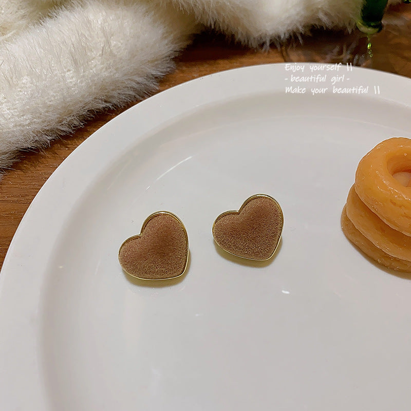 Earring Stud Simple Temperament Love Flocking XEA1314