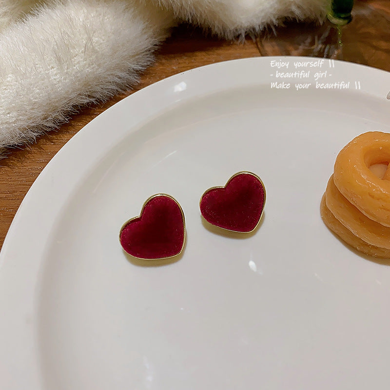 Earring Stud Simple Temperament Love Flocking XEA1314