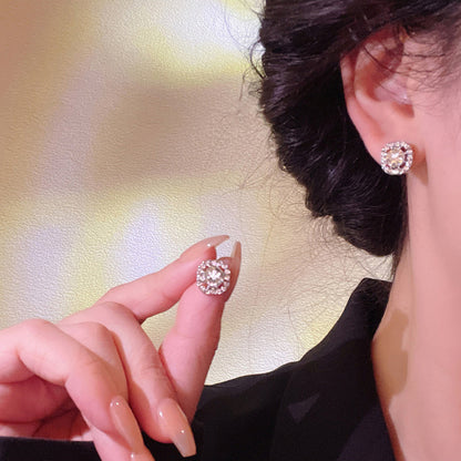 Earring Stud Simple Super Flash Square Zirconium XEA1324