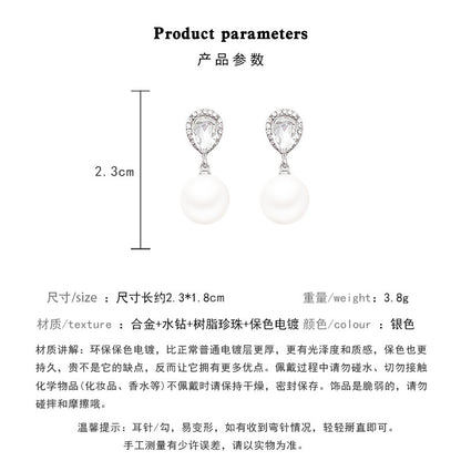 Earring Stud Exquisite Zircon Teardrop Shaped Pearl XEA1411