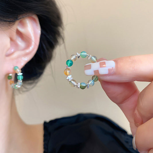 Earring Huggie Retro Color Beaded XEA1485