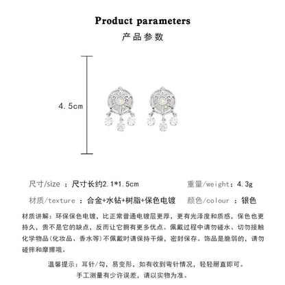 Earring Stud Light Luxury Niche Mesh Zircon XEA1498