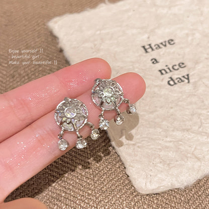Earring Stud Light Luxury Niche Mesh Zircon XEA1498