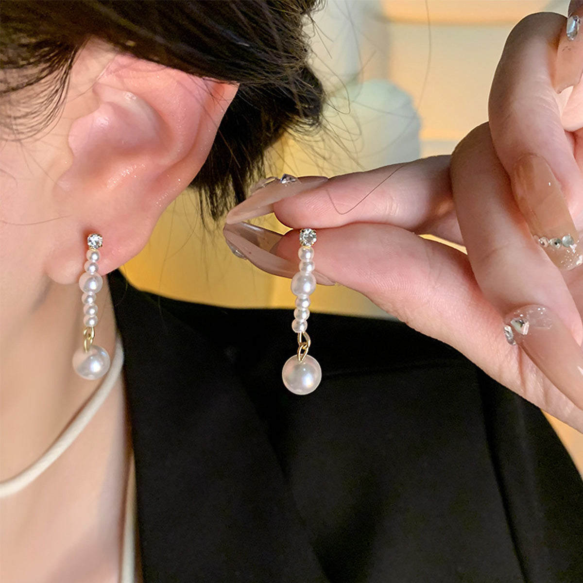 Earring Long Light Luxury Niche Pearl XEA1595