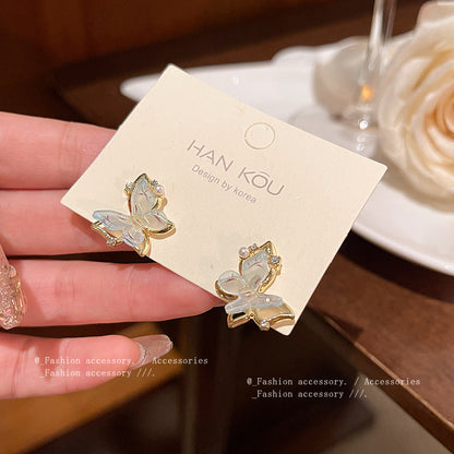 Earring Stud Super Fairy Temperament Gradient Blue Butterfly XEA1617