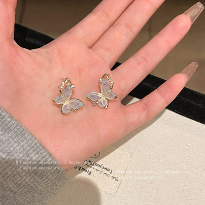 Earring Stud Super Fairy Temperament Gradient Blue Butterfly XEA1617