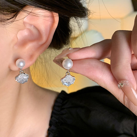 Earring Stud Pearl Small Fresh Gradient Color Broken Diamond XEA1643