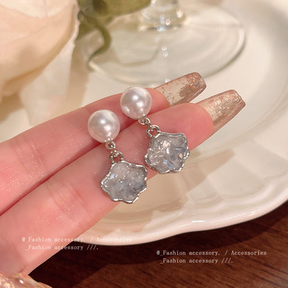 Earring Stud Pearl Small Fresh Gradient Color Broken Diamond XEA1643