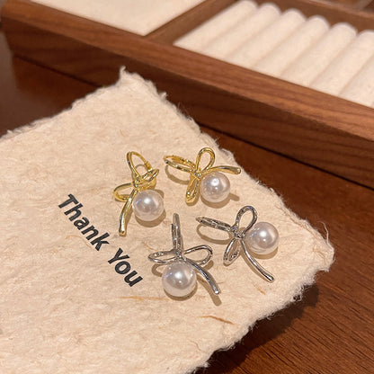 Earring Stud Simple Metallic Ballet Girl Bow XEA1651