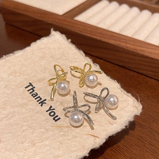 Earring Stud Simple Metallic Ballet Girl Bow XEA1651