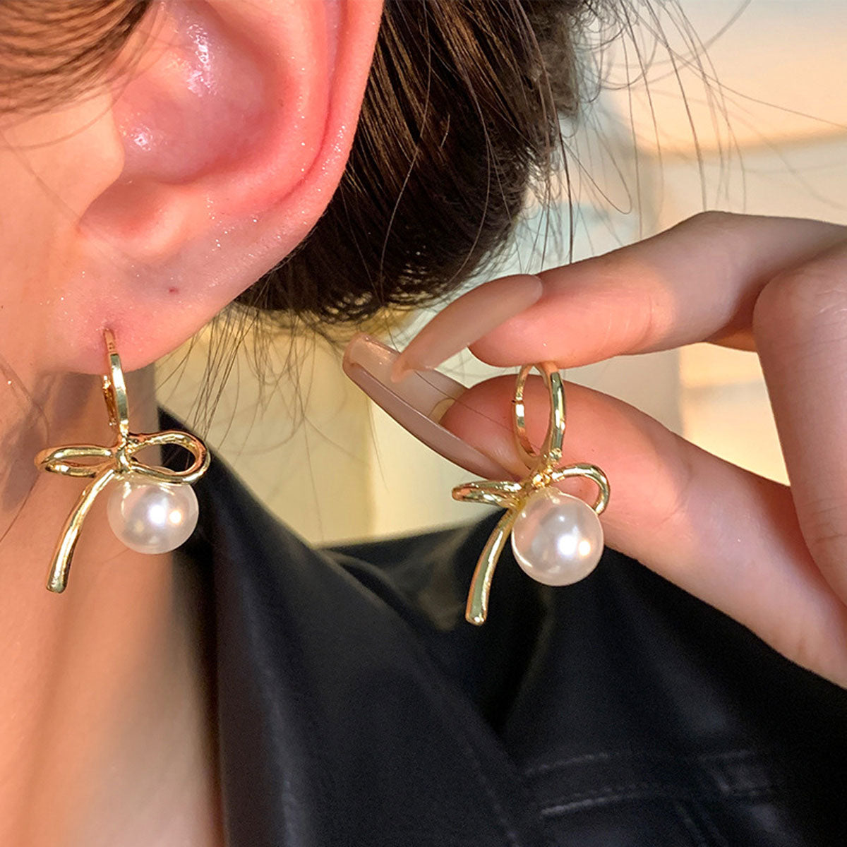 Earring Stud Simple Metallic Ballet Girl Bow XEA1651