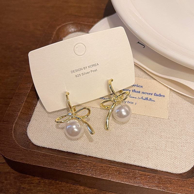 Earring Stud Simple Metallic Ballet Girl Bow XEA1651