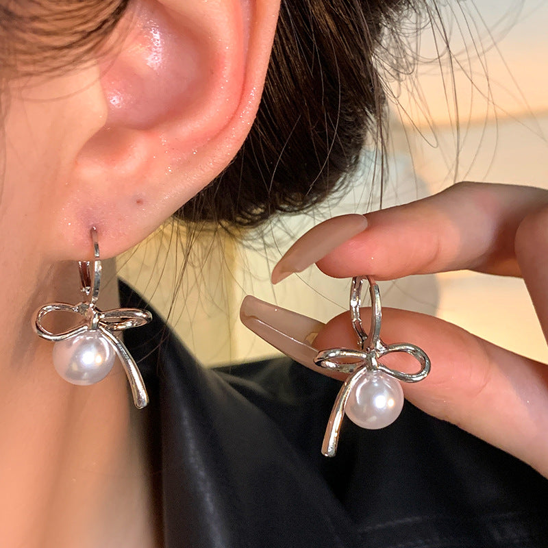 Earring Stud Simple Metallic Ballet Girl Bow XEA1651