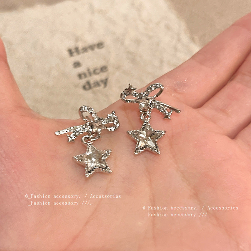 Earring Stud Bow Super Flash Diamond Star XEA1691
