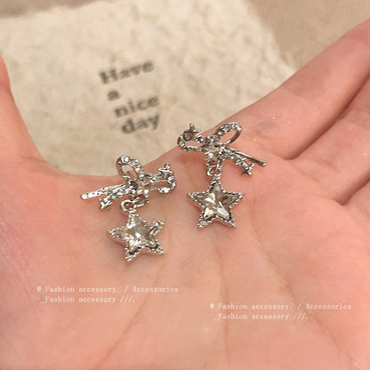 Earring Stud Bow Super Flash Diamond Star XEA1691
