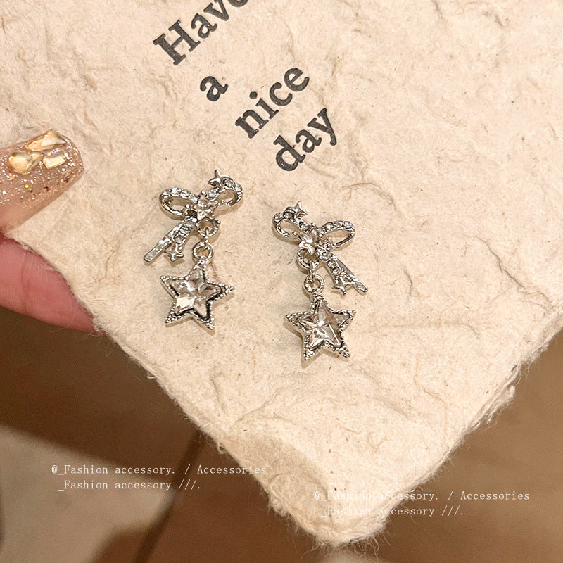 Earring Stud Bow Super Flash Diamond Star XEA1691