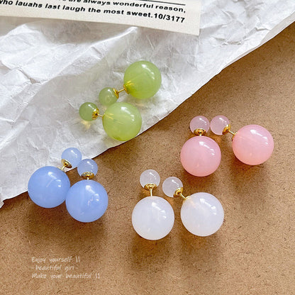 Earring Stud Double Sided Round Bead XEA1701