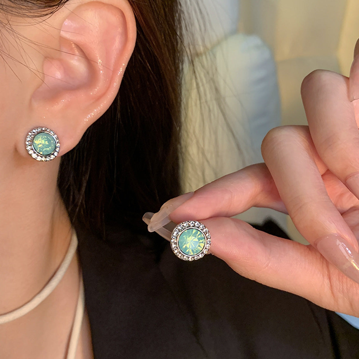 Earring Stud Retro Palace Style Exquisite Zircon XEA1746