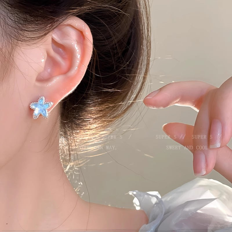 Earring Stud Small Fresh Gradient Blue Star Zircon Teardrop XEA1772 XEA1808