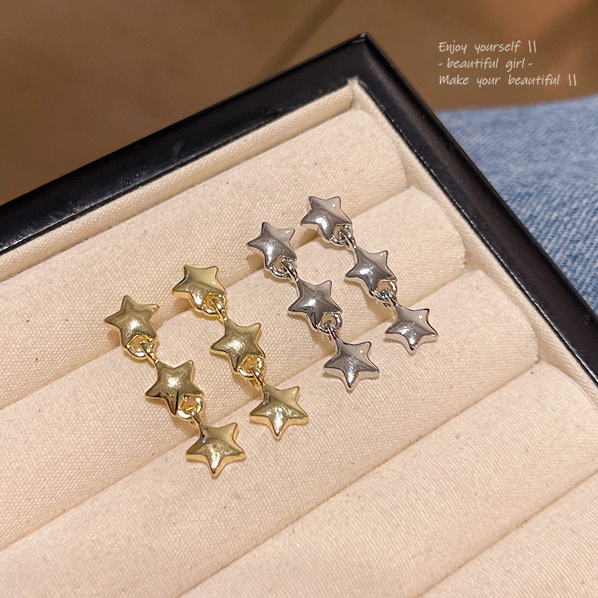 Earring Stud Light Luxury Niche Metallic Five Pointed Star XEA1793