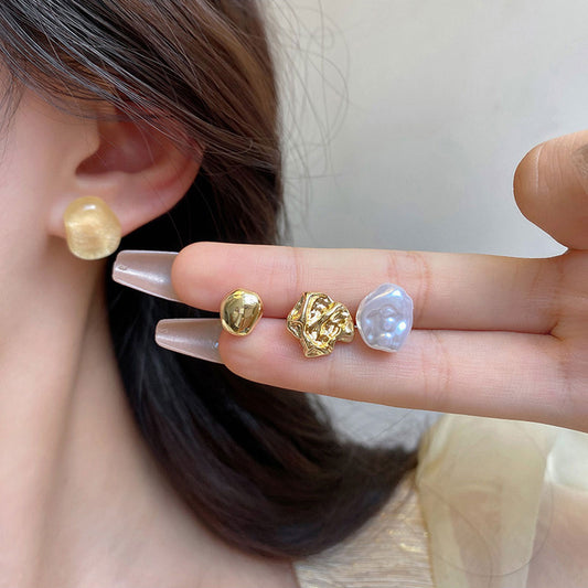 Earring Set Stud Irregular Liquid Metal XEA1801