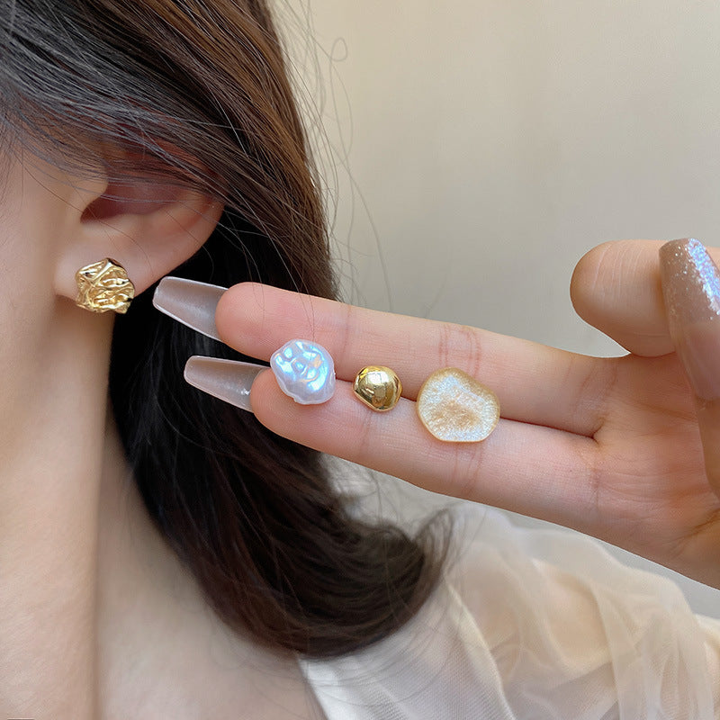 Earring Set Stud Irregular Liquid Metal XEA1801