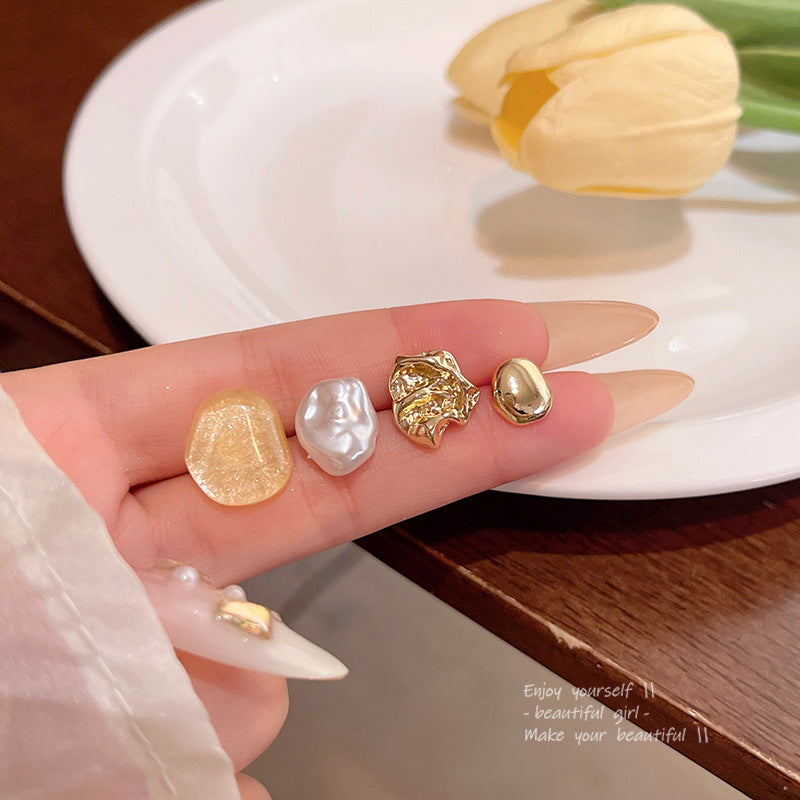 Earring Set Stud Irregular Liquid Metal XEA1801
