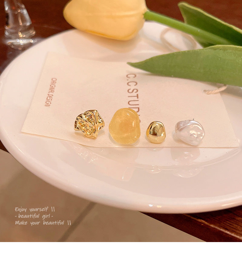 Earring Set Stud Irregular Liquid Metal XEA1801