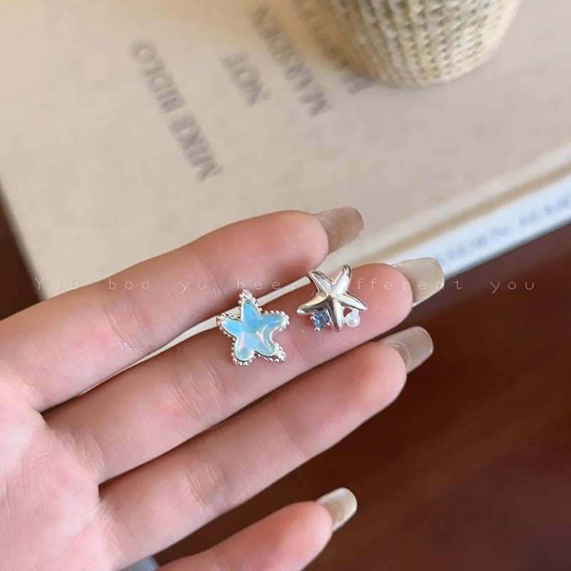 Earring Stud Small Fresh Gradient Blue Star Zircon Teardrop XEA1772 XEA1808