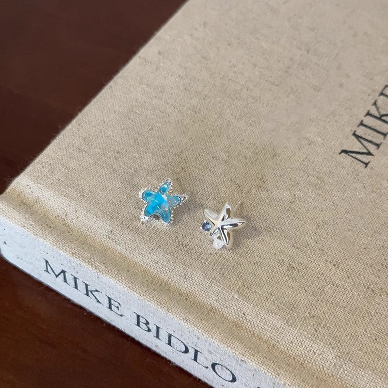 Earring Stud Small Fresh Gradient Blue Star Zircon Teardrop XEA1772 XEA1808