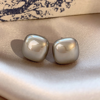 Earring Stud Simple Temperament Square Sugar Cube Pearl XEA1821