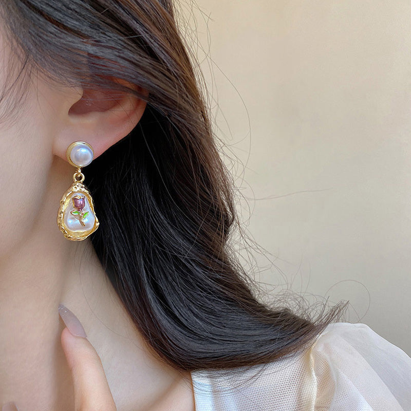 Earring Stud Monet Garden Pearl Flower XEA1839
