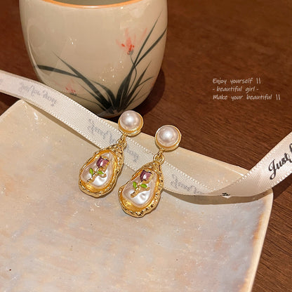 Earring Stud Monet Garden Pearl Flower XEA1839