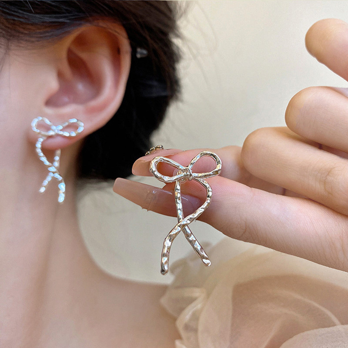 Earring Stud Niche Cold Style Simple Bow XEA1856