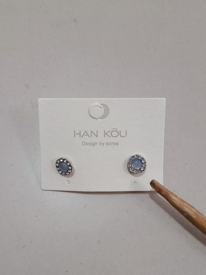 Earring Stud Light Luxury Niche Exquisite Blue Crystal Geometric XEA1874
