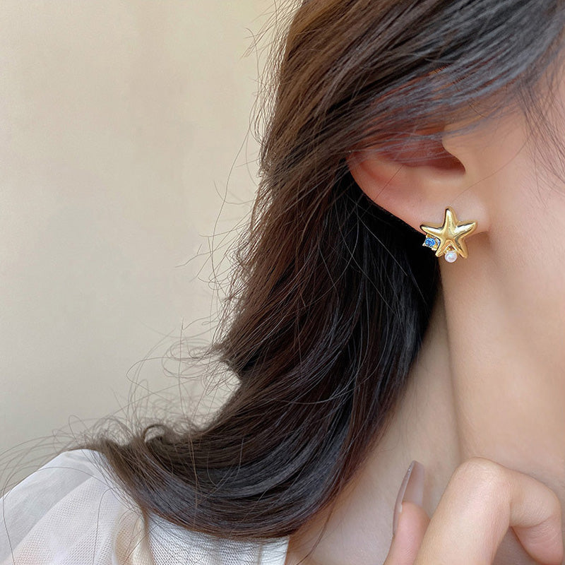 Earring Stud Simple Five Pointed Zircon Star XEA1881