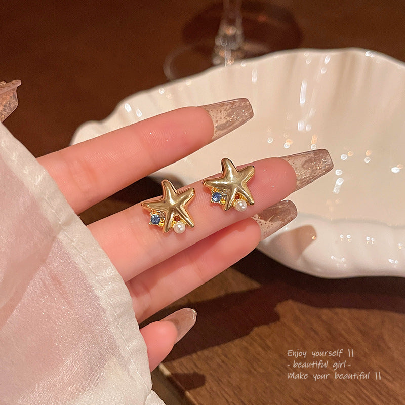 Earring Stud Simple Five Pointed Zircon Star XEA1881