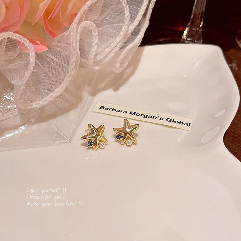 Earring Stud Simple Five Pointed Zircon Star XEA1881