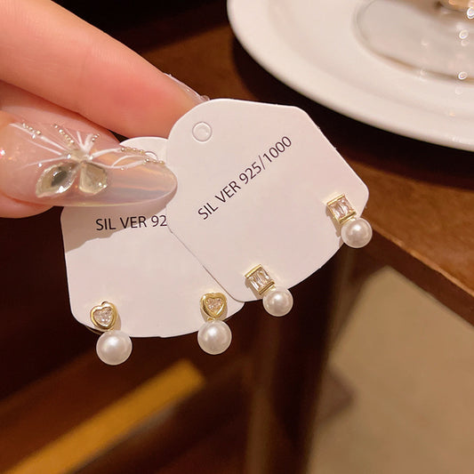 Earring Stud Light Luxury Niche Simple Zircon Mini Pearl XEA1884
