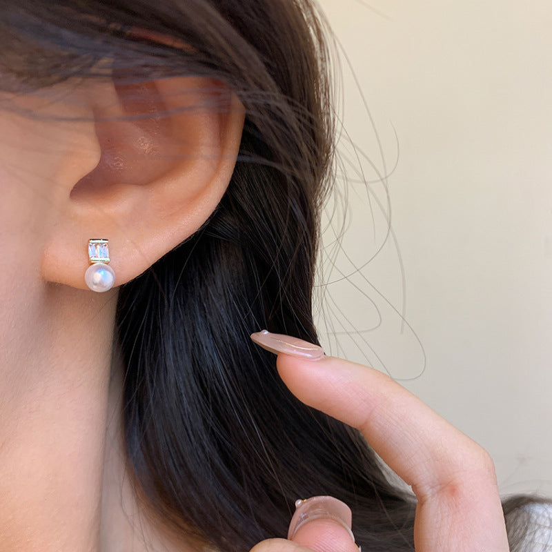 Earring Stud Light Luxury Niche Simple Zircon Mini Pearl XEA1884