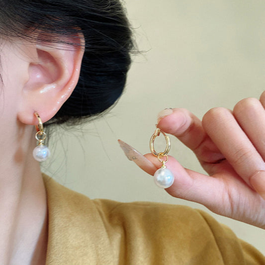 Earring Huggie Drop Retro Pearl XEA1908