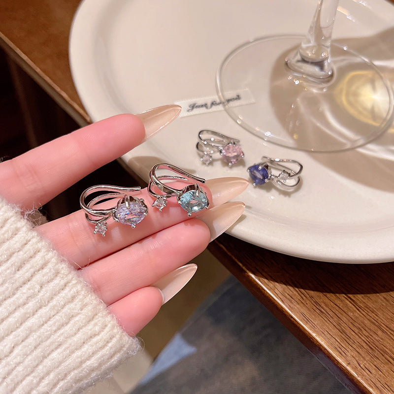 Earring Clip Light Luxury Niche Super Shiny Zircon XEA1916