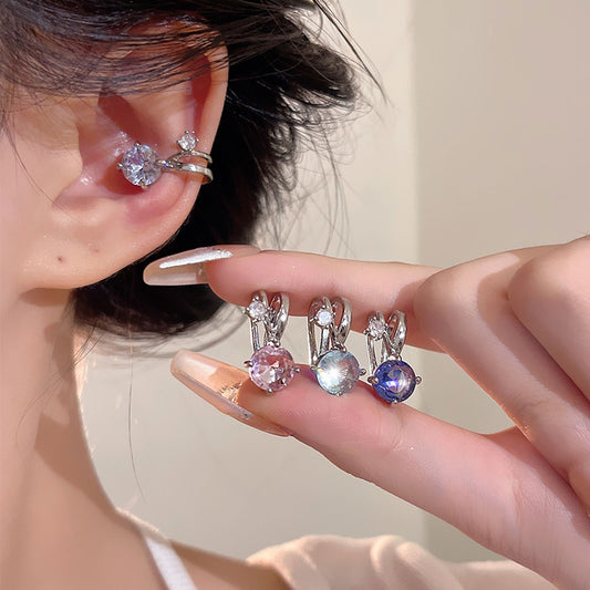 Earring Clip Light Luxury Niche Super Shiny Zircon XEA1916
