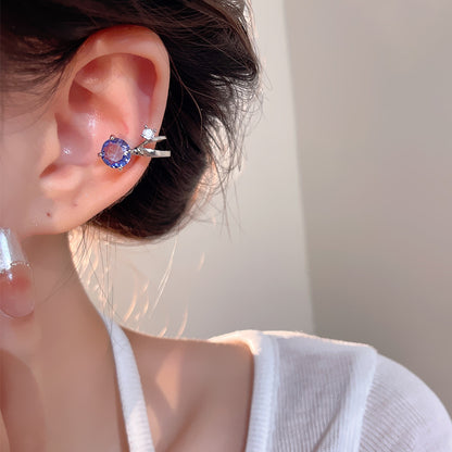 Earring Clip Light Luxury Niche Super Shiny Zircon XEA1916
