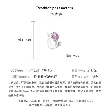 Earring Clip Light Luxury Niche Super Shiny Zircon XEA1916