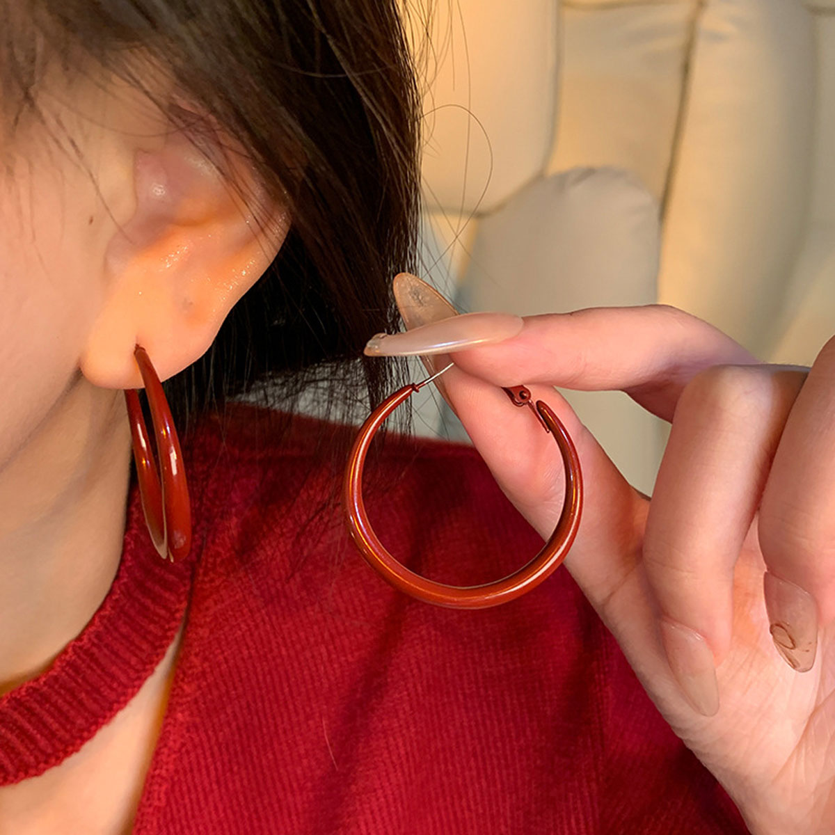 Earring Hoop Retro Simple Large Circle XEA1929