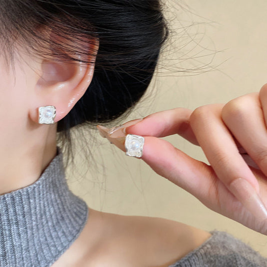 Earring Stud Sweet Cream Small Square XEA1930